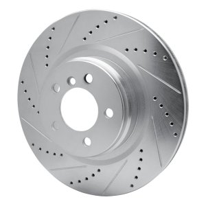 Land Rover Range Rover Brake Rotor (1) - Front Left - R1 Concepts - Drilled & Slotted - Silver - `06-`12